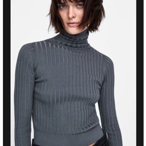 ZARA GREY RIBBED TURTLE NECK